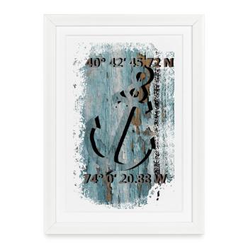 Ancre avec coordonnées - Affiche encadrée (27 × 37 cm) - blanc - Devant