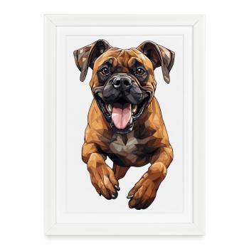 Boxer dans la conception de polygones de saut - Affiche encadrée (27 × 37 cm) - blanc - Devant