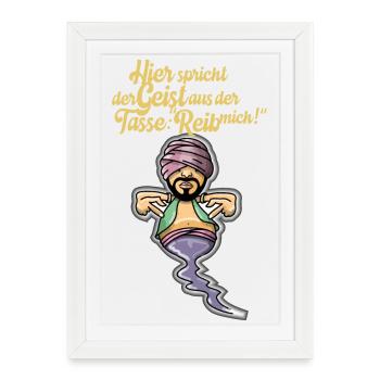 Geist aus der Tasse - Gerahmtes Poster (27 × 37 cm) - Weiß - Vorne