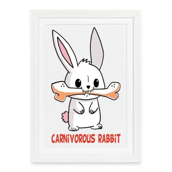 Lapin blanc carnivore - Affiche encadrée (27 × 37 cm) - blanc - Devant