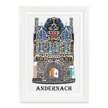 Andernach, porte du Rhin emblématique, Allemagne - Affiche encadrée (27 × 37 cm) - blanc - Devant