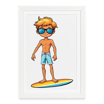 Cool Young Surfer Dude Boy - Framed poster (27 × 37 cm) - white - Front