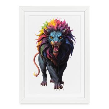 Multicolored Lion - Framed poster (27 × 37 cm) - white - Front