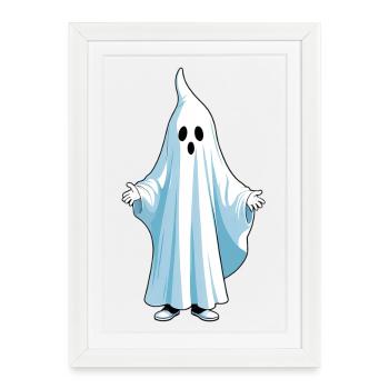 Fantôme d’Halloween - Affiche encadrée (27 × 37 cm) - blanc - Devant