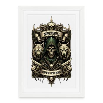 Mühlviertel cool Urfahr design de l’environnement - Affiche encadrée (27 × 37 cm) - blanc - Devant
