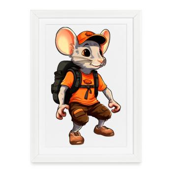 Rat Alpiniste / Rat de randonnée - Affiche encadrée (27 × 37 cm) - blanc - Devant