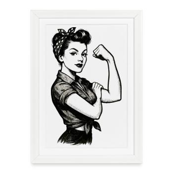 Strength Strong Woman Rockabilly Style Gift - Framed poster (27 × 37 cm) - white - Front