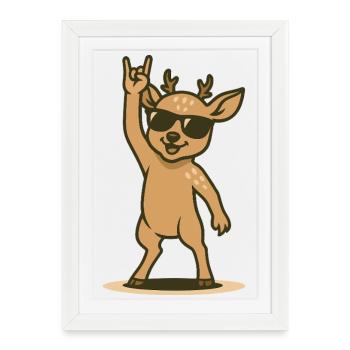 Rock’n’Rudel Rehpower - Affiche encadrée (27 × 37 cm) - blanc - Devant