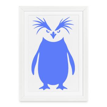 Art minimaliste de la silhouette du pingouin empereur - Affiche encadrée (27 × 37 cm) - blanc - Devant