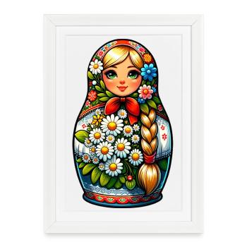 Matriochka en russe Matriochka Poupée Russe - Affiche encadrée (27 × 37 cm) - blanc - Devant
