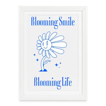 Blooming Smile – Floral Graphic with a Message - Framed poster (27 × 37 cm) - white - Front
