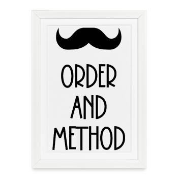 Ordre et méthode Poirot moustache - Affiche encadrée (27 × 37 cm) - blanc - Devant