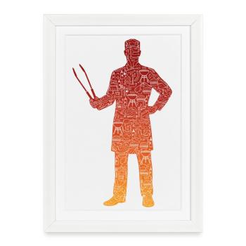 Cuisine en plein air Oeuvre Grilling Lover - Affiche encadrée (27 × 37 cm) - blanc - Devant