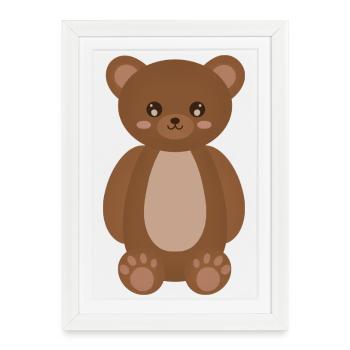 Peluche douillette ours brun - Affiche encadrée (27 × 37 cm) - blanc - Devant
