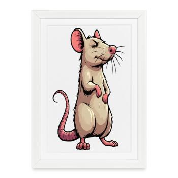 Rat, rat, propriétaire de rats, amoureux des rats, - Affiche encadrée (27 × 37 cm) - blanc - Devant