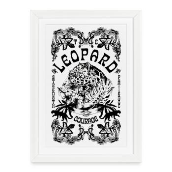 LE LÉOPARD - Affiche encadrée (27 × 37 cm) - blanc - Devant