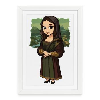 Mona Lisa Chibi style - Framed poster (27 × 37 cm) - white - Front