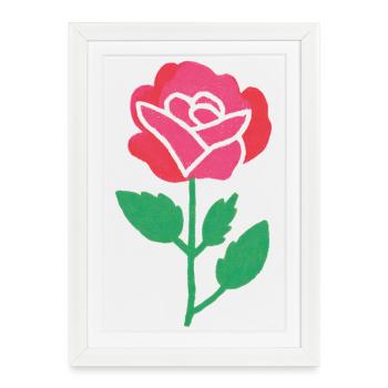 Fleur de rose dans le style aquarelle - Affiche encadrée (27 × 37 cm) - blanc - Devant