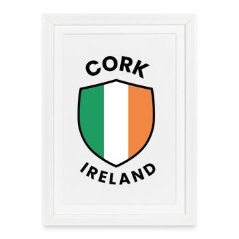 Cork Ireland Shield Tricolor - Framed poster (27 × 37 cm) - white - Front