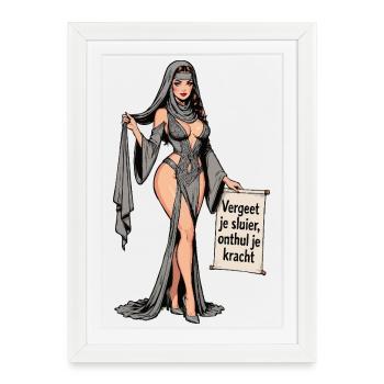 Oublie ton voile, révèle ton pouvoir - Affiche encadrée (27 × 37 cm) - blanc - Devant