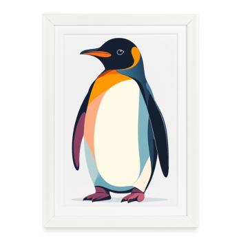Graphique vectoriel abstrait du Pingouin debout sur la glace - Affiche encadrée (27 × 37 cm) - blanc - Devant