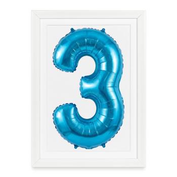 3rd Birthday Shirt, Blue Balloon Helium - Framed poster (27 × 37 cm) - white - Front