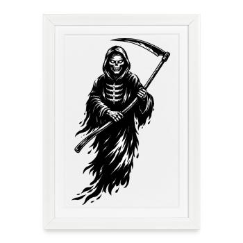 Dark Grim Reaper Skull in Dark Style - Framed poster (27 × 37 cm) - white - Front