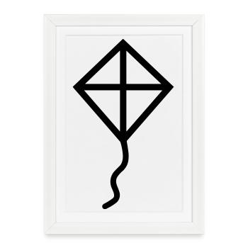 cerf volant - Affiche encadrée (27 × 37 cm) - blanc - Devant