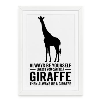Dynastiques de girafe Girafe Drôle de cadeau de girafe - Affiche encadrée (27 × 37 cm) - blanc - Devant