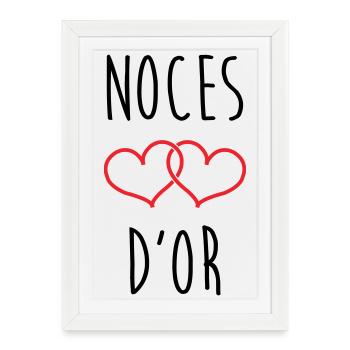 Noces d'Or 50 ans de mariage - Affiche encadrée (27 × 37 cm) - blanc - Devant