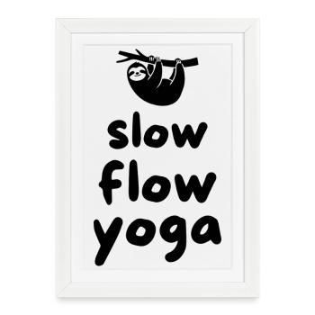 Slow Flow Yoga - cute design with sloth - Framed poster (27 × 37 cm) - white - Front