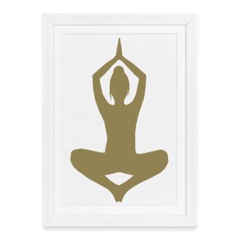 Yoga médite Zen Intérieur Calme Femme Minimaliste - Affiche encadrée (27 × 37 cm) - blanc - Devant