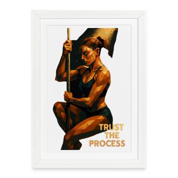 Pole Dance : Faites confiance au processus – Concentration & Puissance - Affiche encadrée (27 × 37 cm) - blanc - Devant