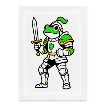 Chevalier Grenouille - Affiche encadrée (27 × 37 cm) - blanc - Devant