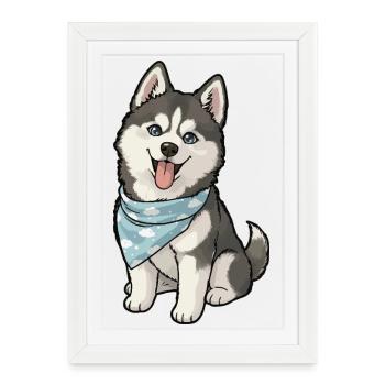 Husky Joy Sky Bandana - Framed poster (27 × 37 cm) - white - Front