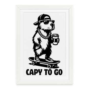 Capy to go | Capybara Skateboard | Coffee - Framed poster (27 × 37 cm) - white - Front