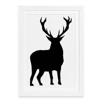 Cerf - Affiche encadrée (27 × 37 cm) - blanc - Devant