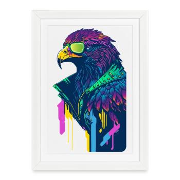 Aigle néon - Affiche encadrée (27 × 37 cm) - blanc - Devant