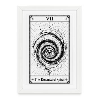 La spirale descendante | Carte de tarot - Affiche encadrée (27 × 37 cm) - blanc - Devant