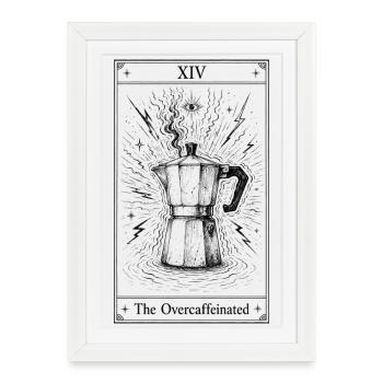 Caféiné | Humour de tarot au café - Affiche encadrée (27 × 37 cm) - blanc - Devant