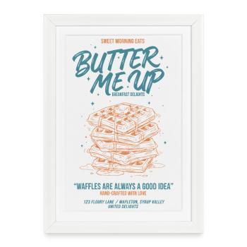 Petit-déjeuner, brunch drôle, café, me beurre - Affiche encadrée (27 × 37 cm) - blanc - Devant