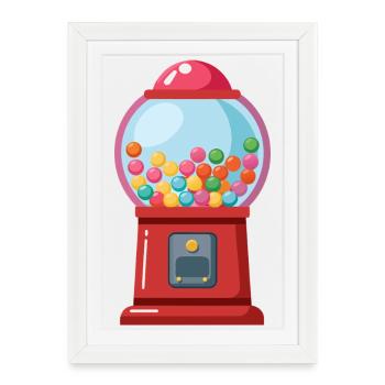 Machine à boules de chewing-gum - Affiche encadrée (27 × 37 cm) - blanc - Devant