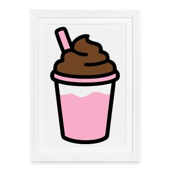 Logo du smoothie au café glacé - Affiche encadrée (27 × 37 cm) - blanc - Devant