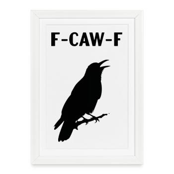 Silhouette de Corbeau Nocturne f-caw-f - Affiche encadrée (27 × 37 cm) - blanc - Devant