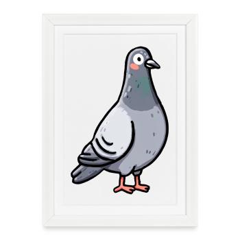 Whimsical Pigeon Portrait - Framed poster (27 × 37 cm) - white - Front