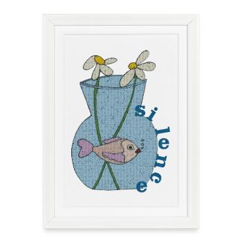 fisch im glas gewebe - Gerahmtes Poster (27 × 37 cm) - Weiß - Vorne