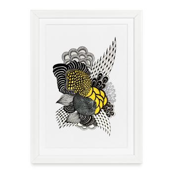 Colored Feather Blossom Illustration - Framed poster (27 × 37 cm) - white - Front