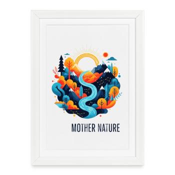 Dame Nature | Paysage coloré dans l’appartement - Affiche encadrée (27 × 37 cm) - blanc - Devant