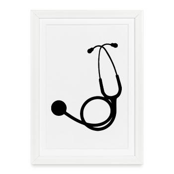 Noir du stéthoscope - Affiche encadrée (27 × 37 cm) - blanc - Devant