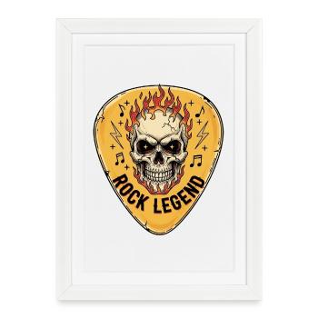 Rock Legend Skull with Flames - Framed poster (27 × 37 cm) - white - Front